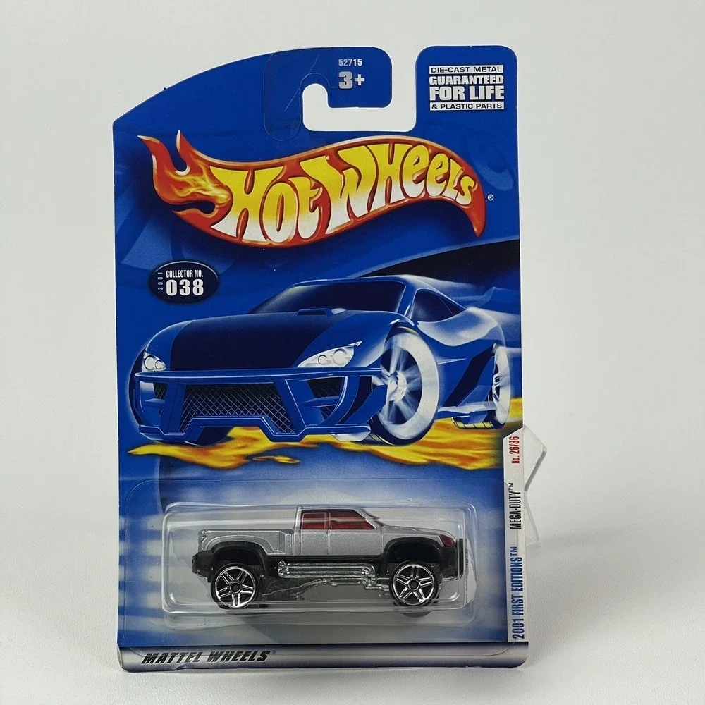Hot Wheels 2001 First Editions Series Mega Duty #038 Silver Lifted Pick Up Truck